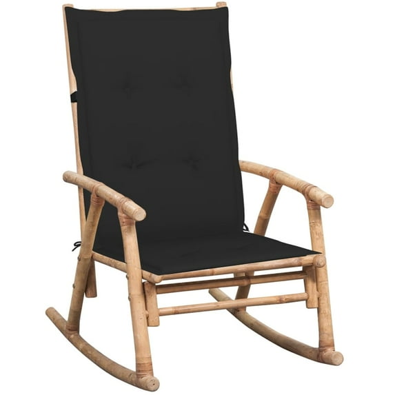 vidaXL Rocking Chair Natural bamboo, Black Bamboo, 100% polyester Medium