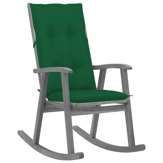 vidaXL Rocking Chair with Cushions Gray Solid Acacia Wood