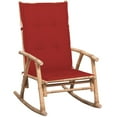 thumbnail image 1 of vidaXL Rocking Chair Natural Bamboo, Red Cushion Bamboo, Polyester Cushion, 1 of 8