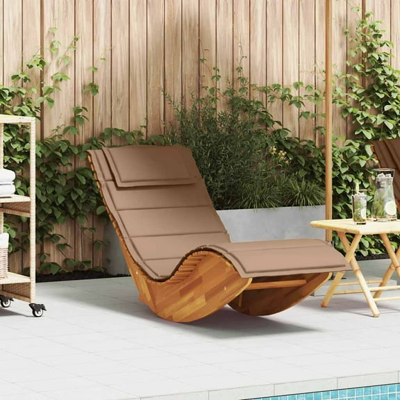 vidaXL Rocking Sun Lounger with Cushion Solid Wood Acacia