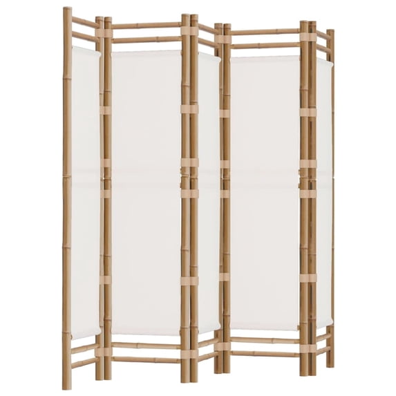 vidaXL Room Divider Foldable 6 Panel Room Divider Screen Bamboo and Canvas