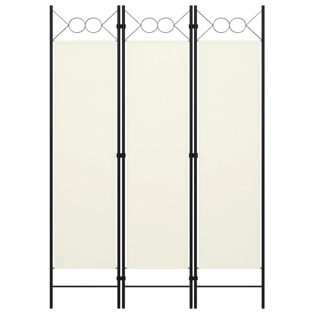 White 3-Panel Folding Room Divider with Circle Design