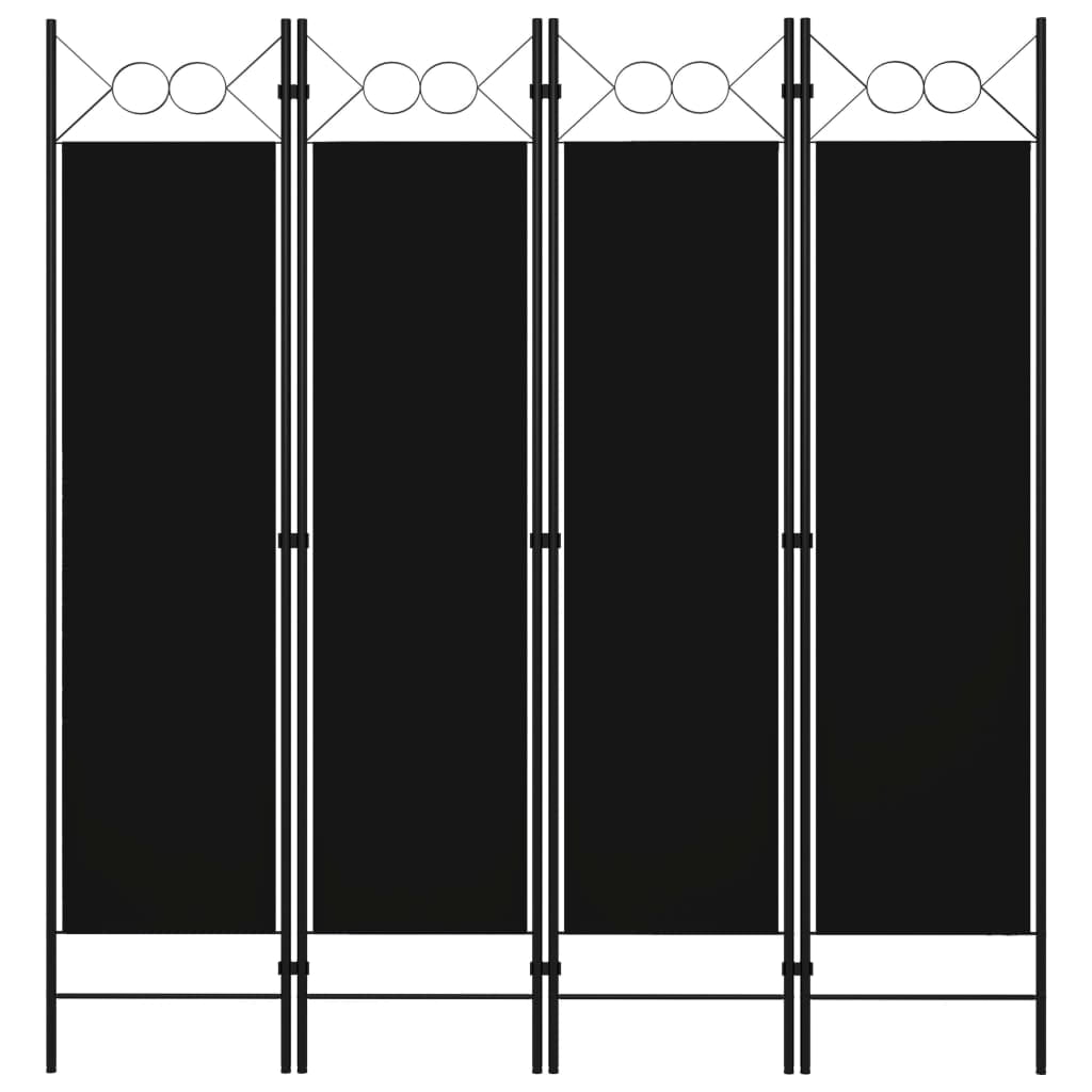 vidaXL 4-Panel Black Freestanding Folding Room Divider 63"x70.9"