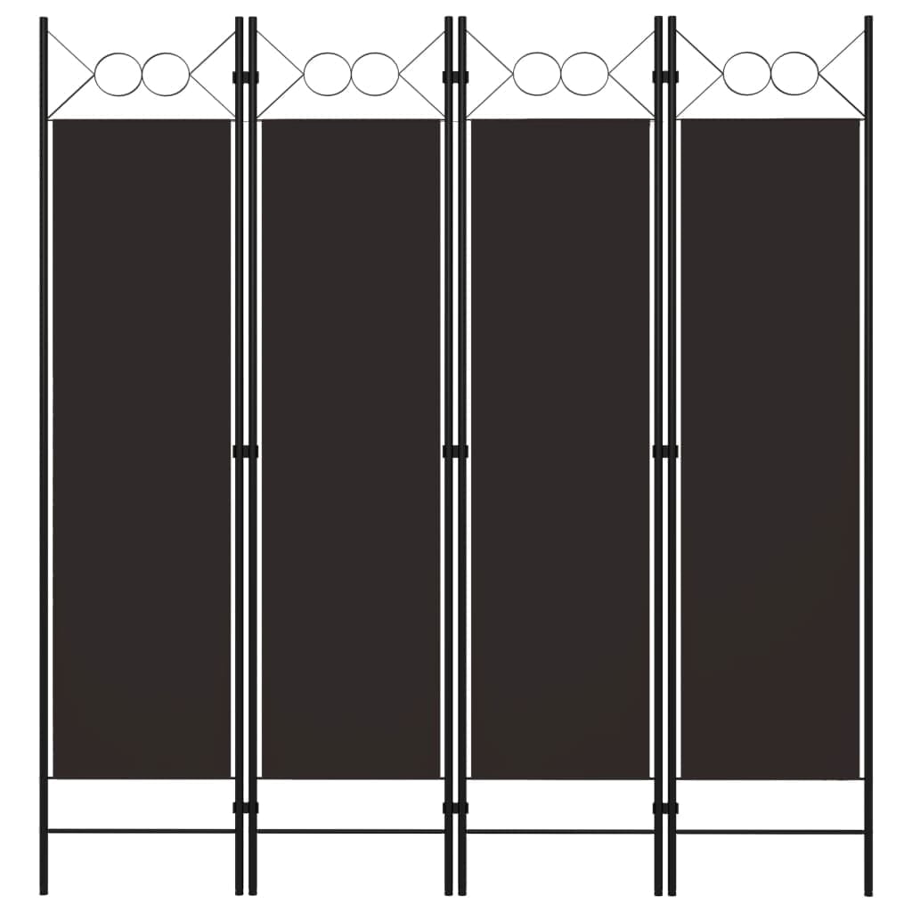 Black Iron 4-Panel Folding Room Divider with Metal Accents
