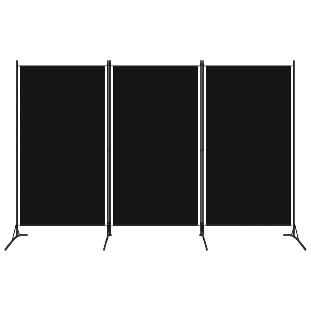 vidaXL 1 Piece 3-Panel Black Fabric Room Divider 102.4"x70.9" Modern Solid Office