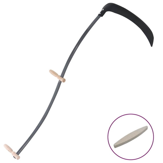 vidaXL 57.1 in Scythe with Grinding Stone, brown steel snath and wooden grips for garden