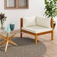 thumbnail image 1 of vidaXL Sectional Corner Sofa with Cream White Cushion Acacia Wood, 1 of 8