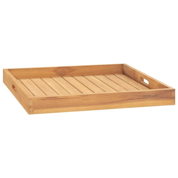 vidaXL Serving Tray Wooden Serving Plate with Raised Edges Solid Wood Teak