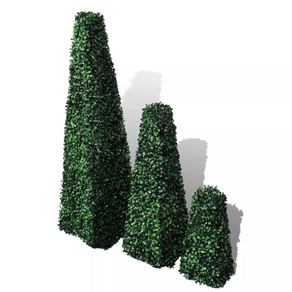 vidaXL Set of 3 Artificial Boxwood Pyramid Topiary