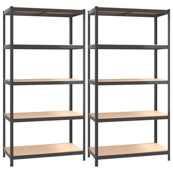 vidaXL Shelf Storage Bookshelf Shelving Unit 5-Layer Steel and Engineered Wood
