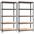 thumbnail image 1 of vidaXL Shelf Storage Office Bookshelf Shelving Unit Steel and Engineered Wood, 1 of 14