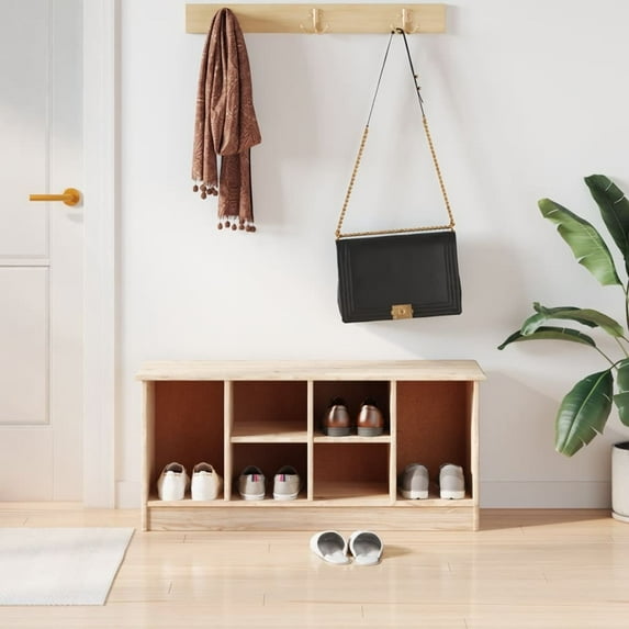 vidaXL Shoe Bench Wooden Shoe Storage Organizer Bench ALTA Solid Wood Pine