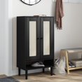 thumbnail image 1 of vidaXL Shoe Cabinet SENJA Rattan Look Black 23.4"x13.8"x42.1" Solid Wood, 1 of 8
