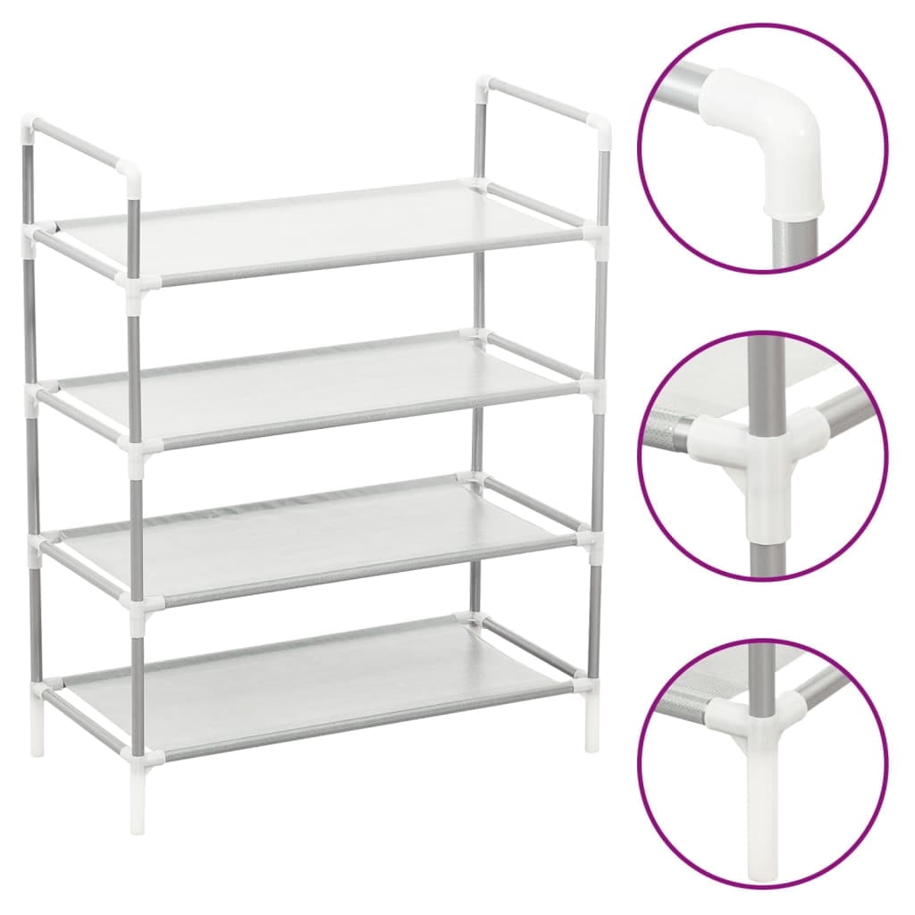 Shoe Rack Silver vidaXL 4-Tier Metal and Non-Woven Fabric Shoe Rack, Silver - Walmart.com