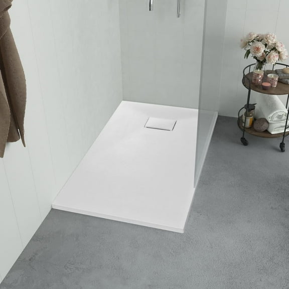 vidaXL Shower Base Pan with Center Drain Shower Tray Bath Pan SMC Rectangular