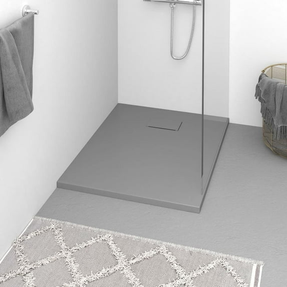 vidaXL Shower Base Pan with Center Drain Shower Tray Bath Pan SMC Rectangular