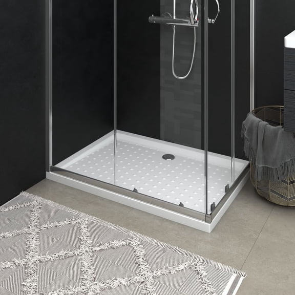 vidaXL Shower Base Tray with Dots Skid Resistant Shower Receptor White ABS