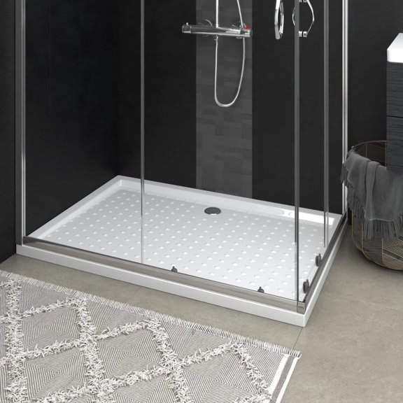 vidaXL Shower Base Tray with Dots Skid Resistant Shower Receptor White ABS