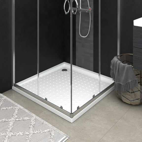 vidaXL Shower Base Tray with Dots Skid Resistant Shower Receptor White ABS