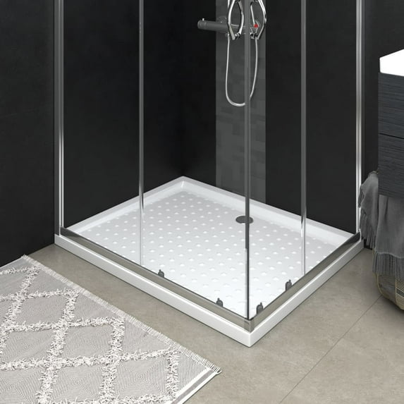 vidaXL Shower Base Tray with Dots Skid Resistant Shower Receptor White ABS
