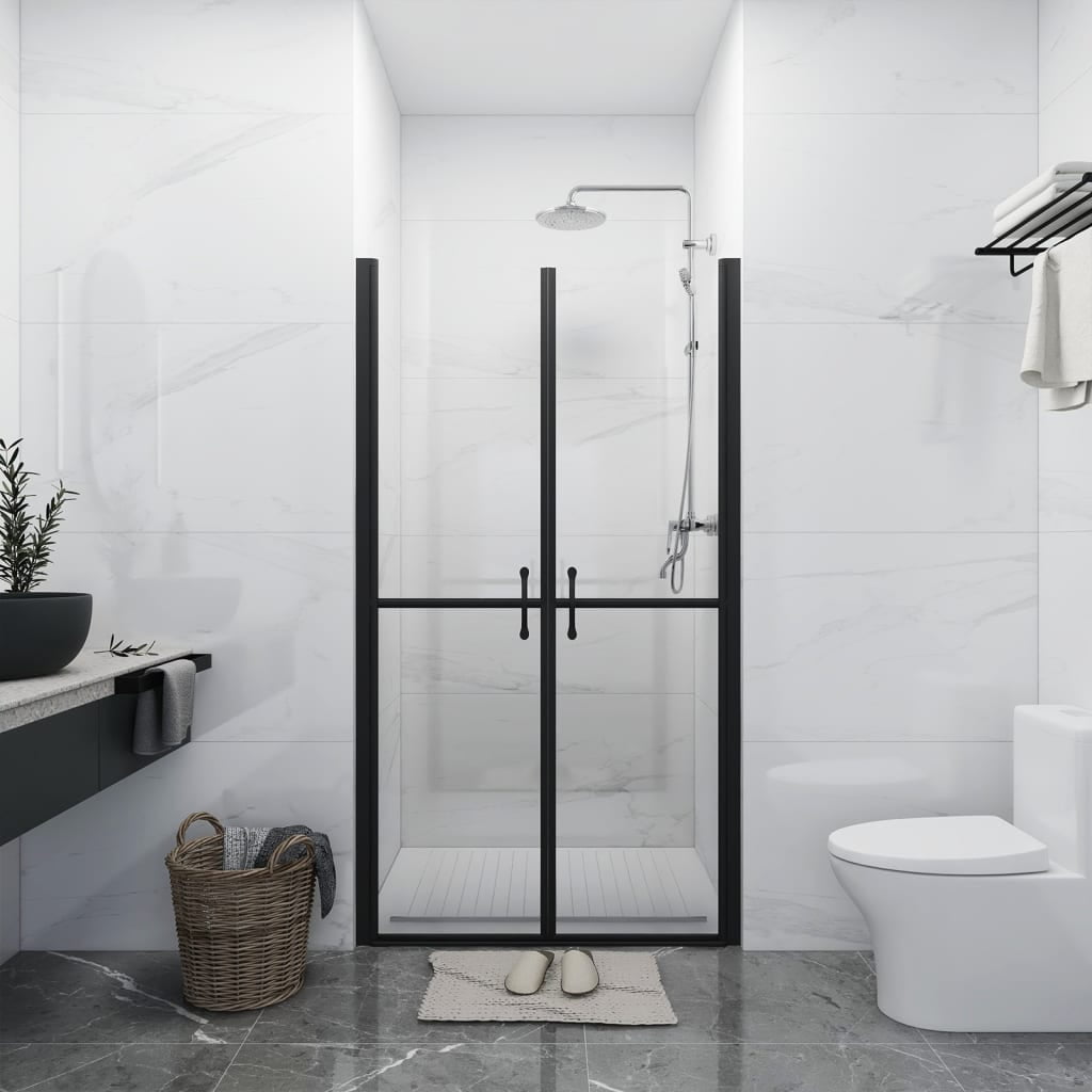 Black Framed Double Sliding Clear Glass Shower Door