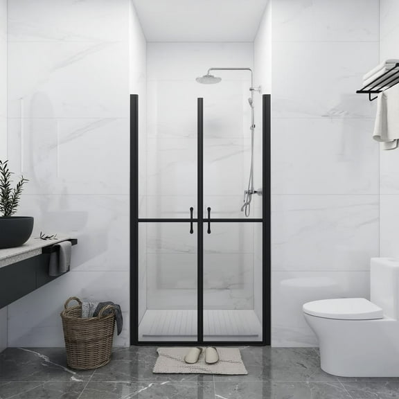 vidaXL Black Glass 29.9" x 74.8", 0.2" Thick Clear Framed Shower Door