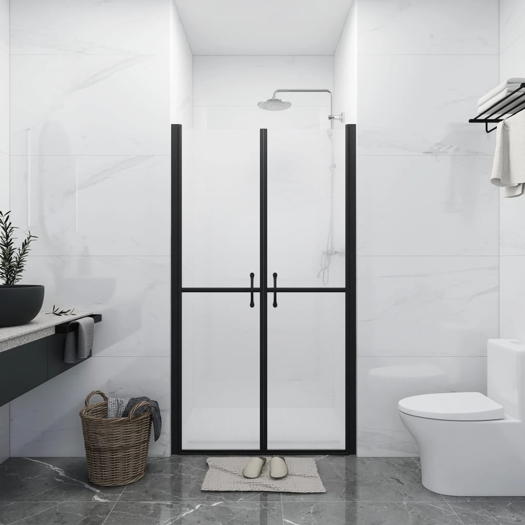 Black Aluminum Frame Double Sliding Shower Door with Clear ESG Glass