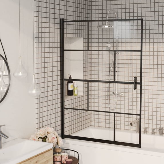 vidaXL Shower Enclosure Shower Cabin Wall Screen for Home Bathroom ESG Black