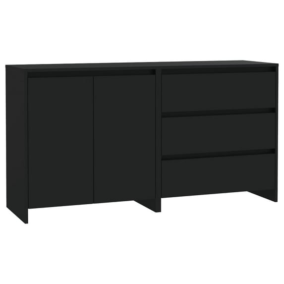 vidaXL Sideboard 2 Piece Engineered Wood Side Cabinet Furniture Black/White