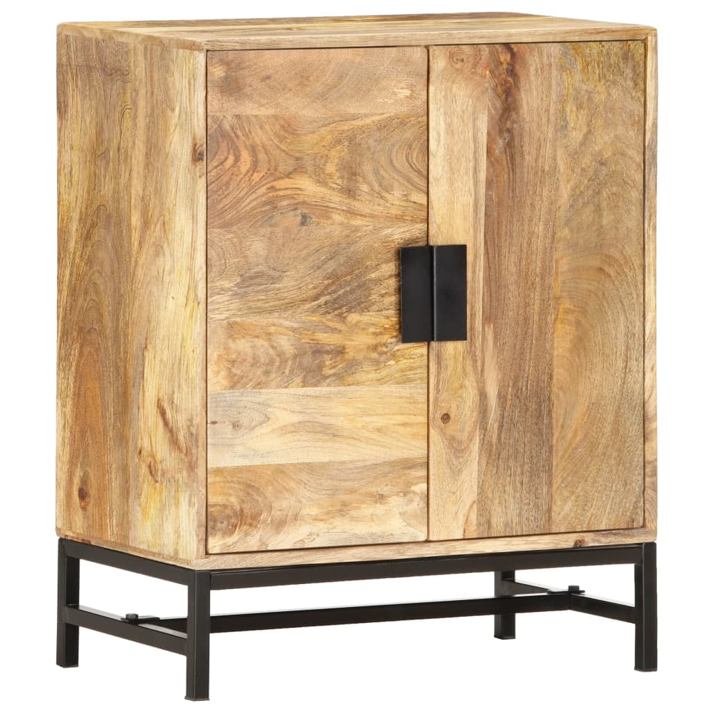 Rustic Charm Solid Mango Wood Sideboard with Steel Accents