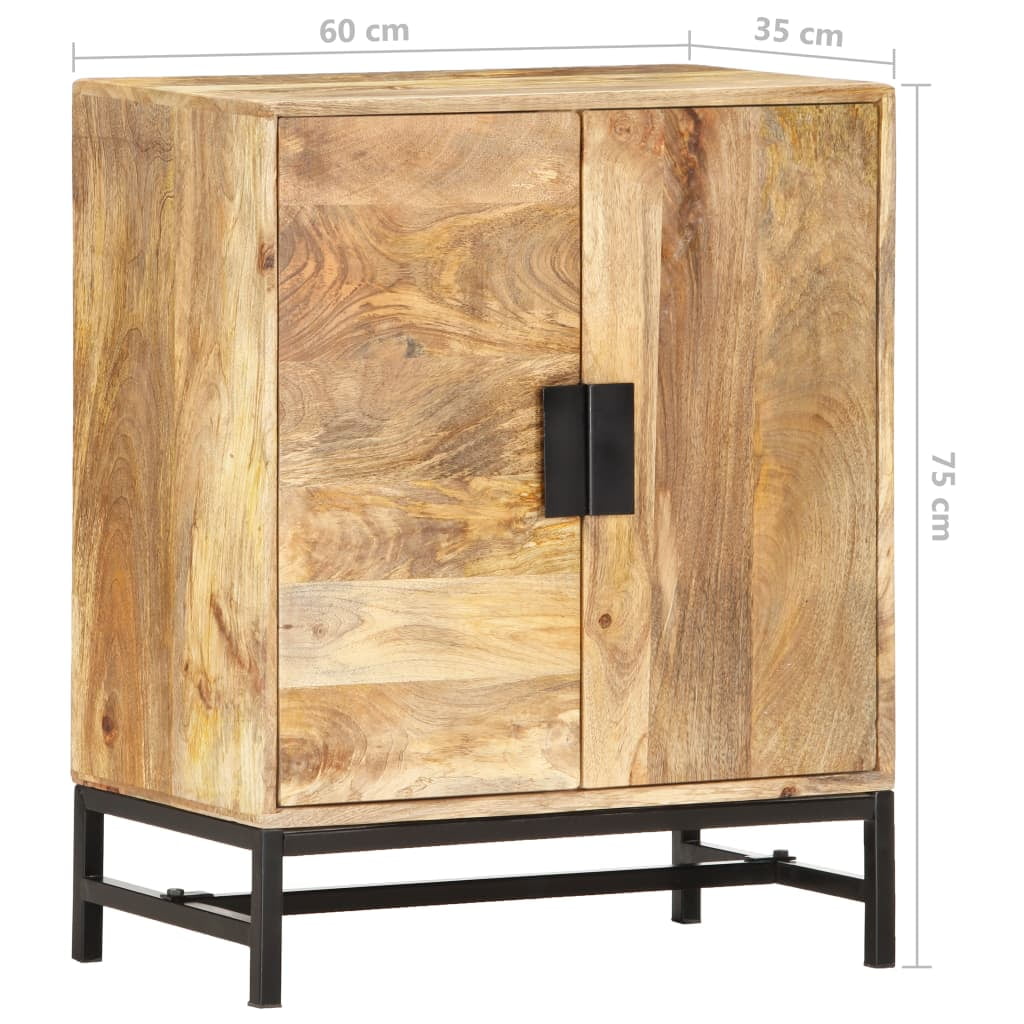 Rustic Charm Solid Mango Wood Sideboard with Steel Accents