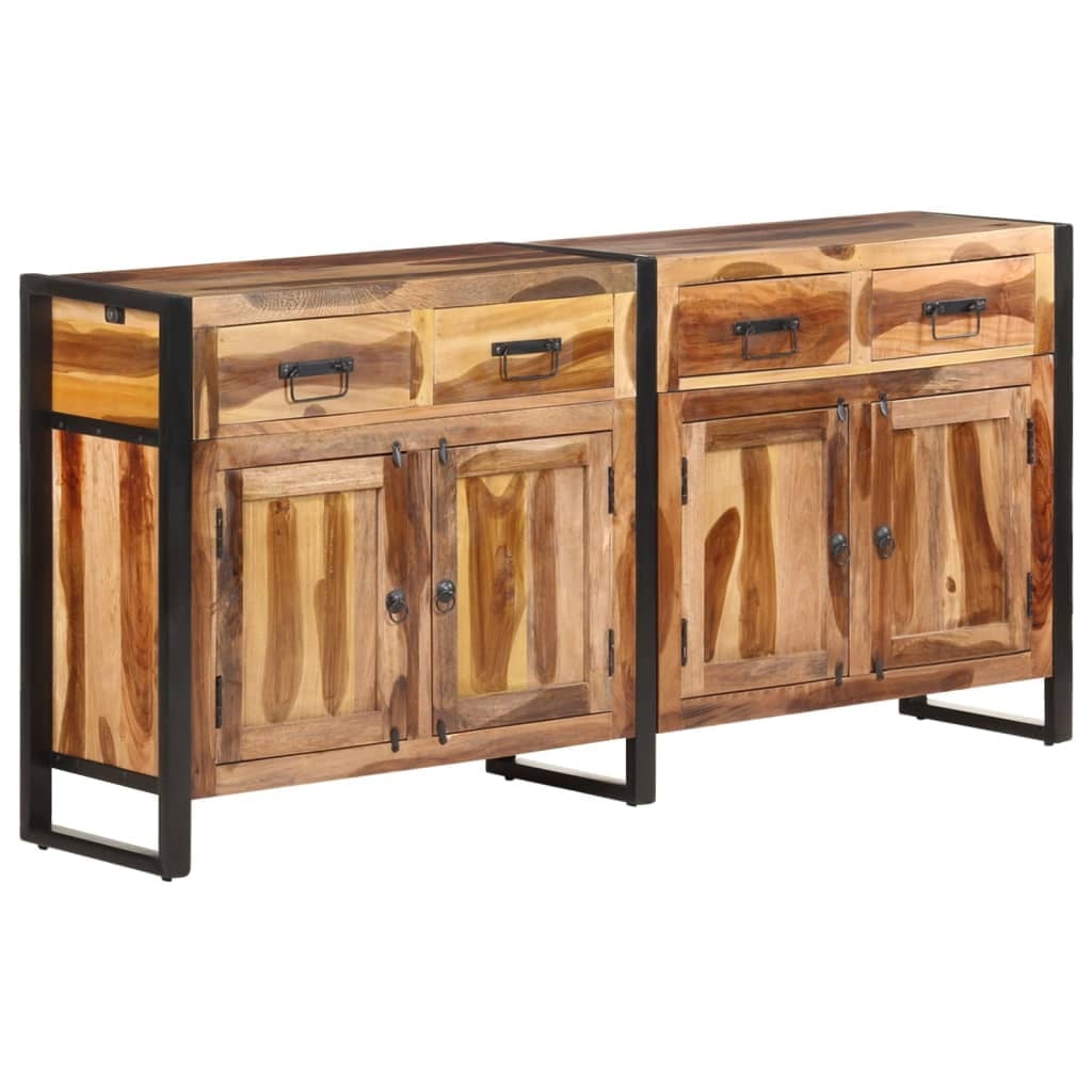 67.7" Honey Finish Solid Acacia Wood Sideboard with Steel Frame