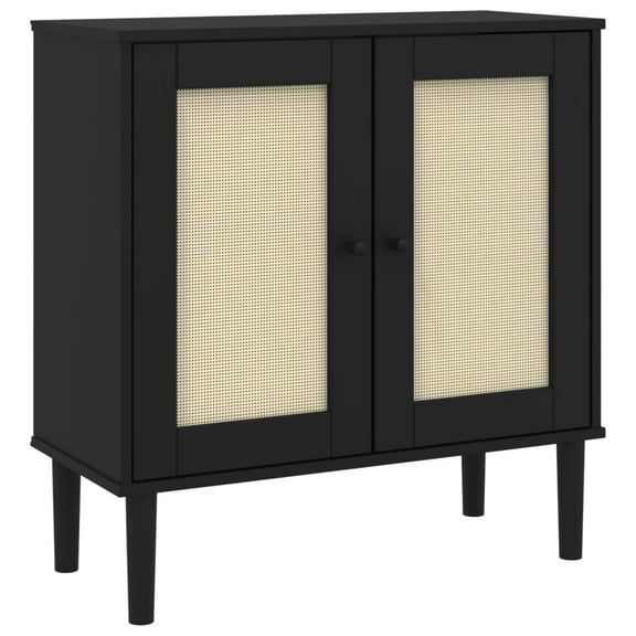 vidaXL Sideboard SENJA Rattan Look Black 31.5"x13.8"x31.5" Solid Wood Pine