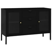 vidaXL Sideboard Side Table with Adjustable Shelf Steel and Tempered Glass