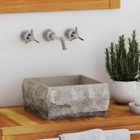 vidaXL Sink Above Counter Vanity Sink Natural Stone Basin for Bathroom Marble