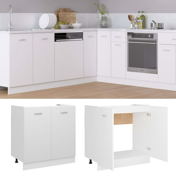 vidaXL Sink Bottom Cabinet White 31.5"x18.1"x32.1" Engineered Wood