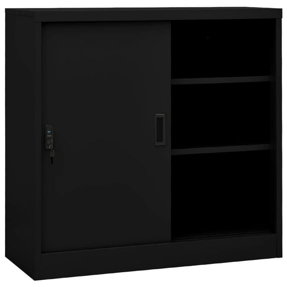 vidaXL Office Cabinet Black Steel 35.4x15.7x35.4 in Filing Cabinet