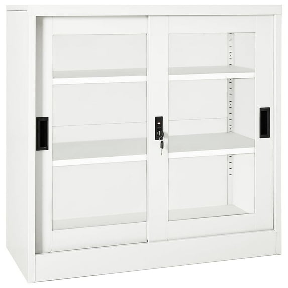 vidaXL Sliding Door Cabinet White 35.4"x15.7"x35.4" Steel, 335954