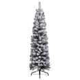 thumbnail image 1 of vidaXL Artificial Christmas Tree Slim Flocked Snow Green PVC 5 ft, 1 of 7