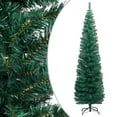 thumbnail image 1 of vidaXL Slim Artificial Pre-lit Christmas Tree with Stand Green 94.5" PVC, 1 of 9