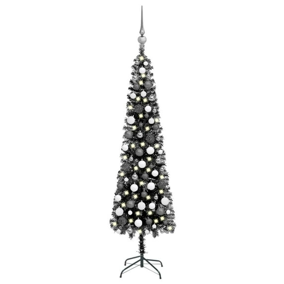 vidaXL Slim Christmas Tree with LEDs&Ball Set Xmas Decor Multi Colors/Sizes