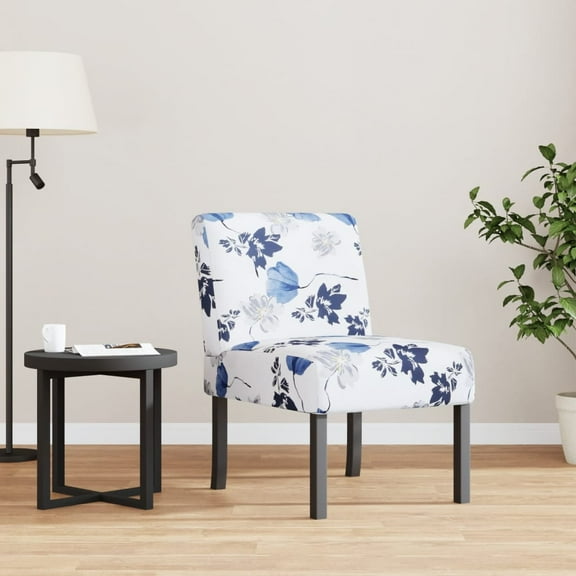 vidaXL Slipper Chair Blue Flower Fabric