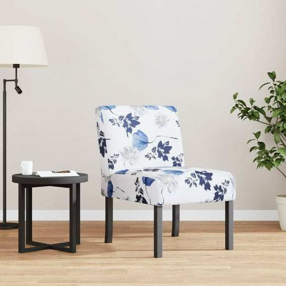 vidaXL Slipper Chair Blue Flower Fabric