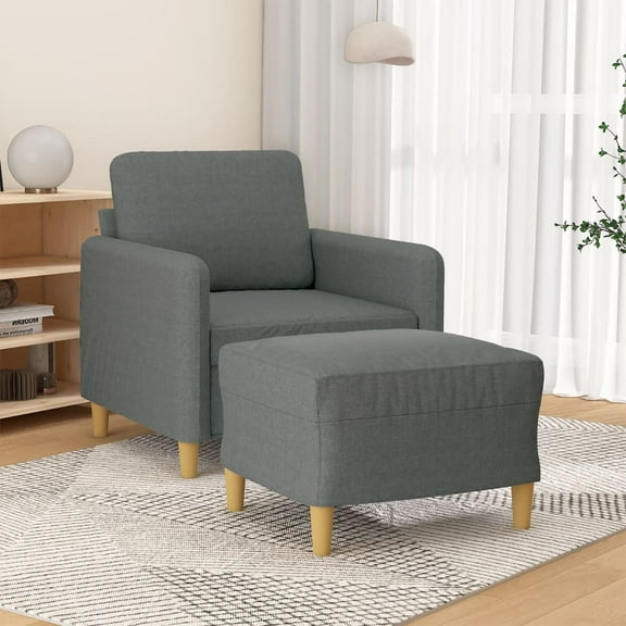 vidaXL Sofa Chair Single Sofa Armchair with Footstool for Living Room Fabric