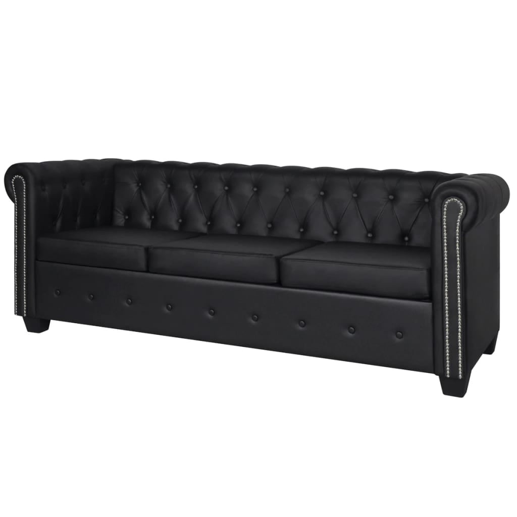 vidaXL Sofa Chesterfield Settee Couch with Tufted Arms Artificial Leather