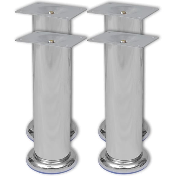 vidaXL 4 Round Sofa Legs Chrome 7.1"