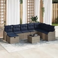 thumbnail image 1 of vidaXL Sofa Set with Cushion Manual 9 pcs Grey and Navy Poly Rattan, 1 of 2