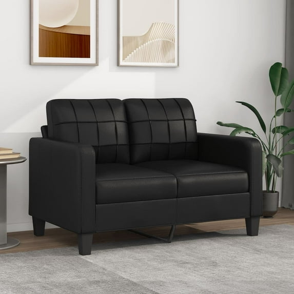 vidaXL 2-Seater Sofa Black 47.2" Faux Leather
