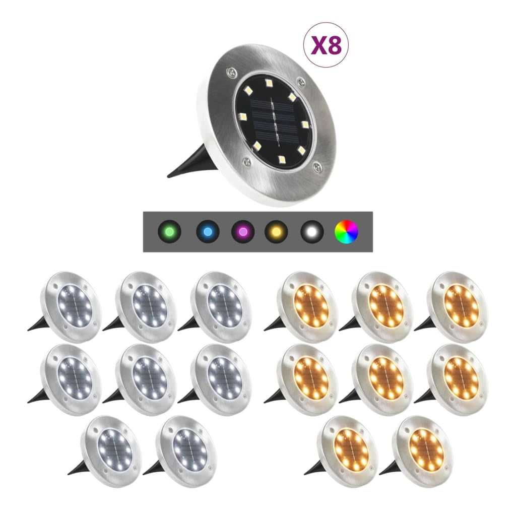 RGB Solar LED Ground Lights Multipack for Outdoor Pathways