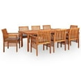 thumbnail image 1 of vidaXL Solid Acacia Wood 7/9 Piece Outdoor Dining Set with Cream/Gray Cushions, 1 of 13